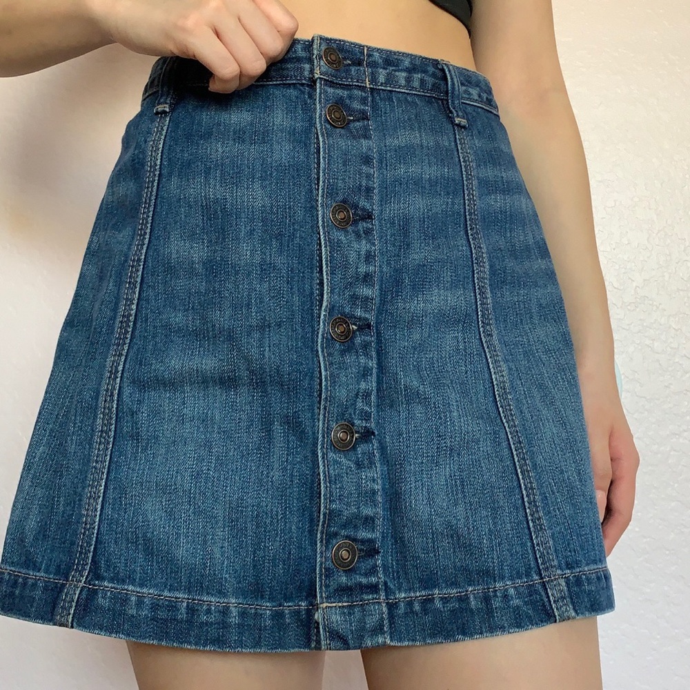 Abercrombie&Fitch Dark Wash Button Up Denim Skirt